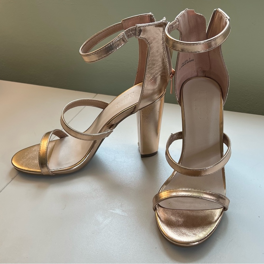 Rose gold strappy heels